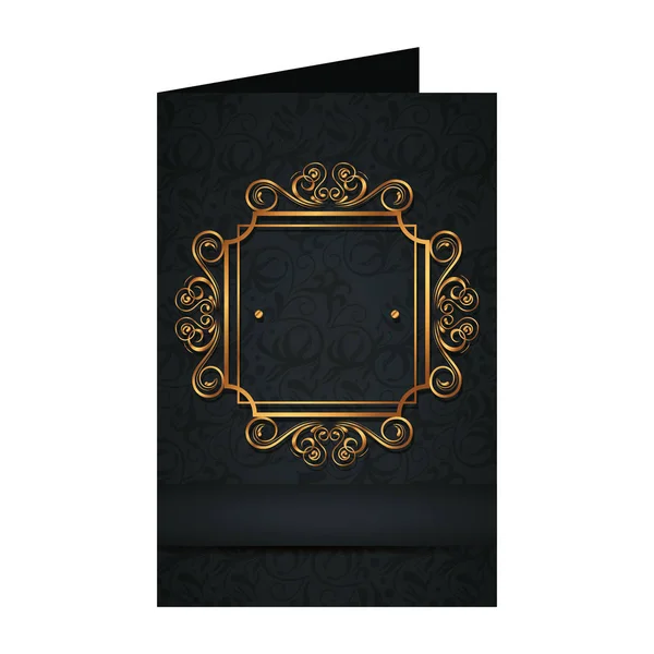 Postcard with golden square label victorian style — Stock Vector