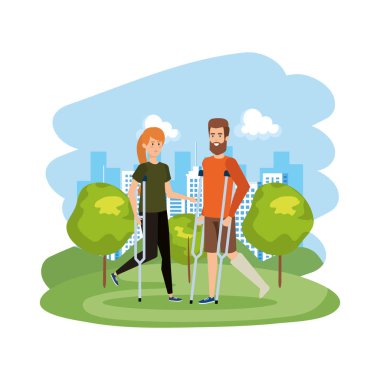 Çift koltuk değneği karakter