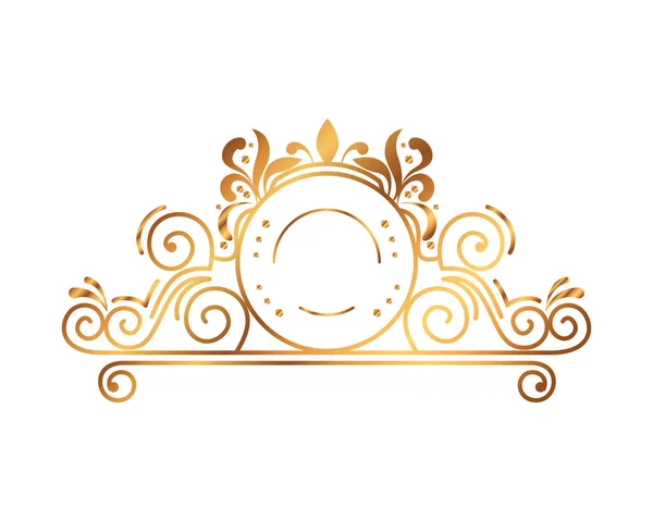 Etiqueta de oro icono de estilo victoriano — Vector de stock