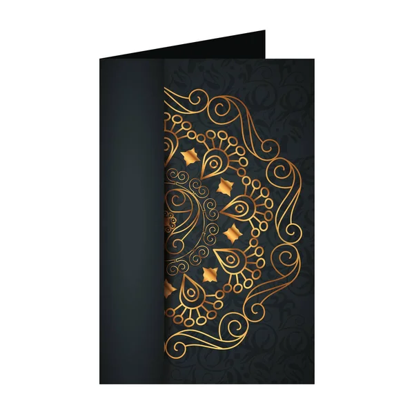 Cartolina con mandala dorato stile vittoriano — Vettoriale Stock