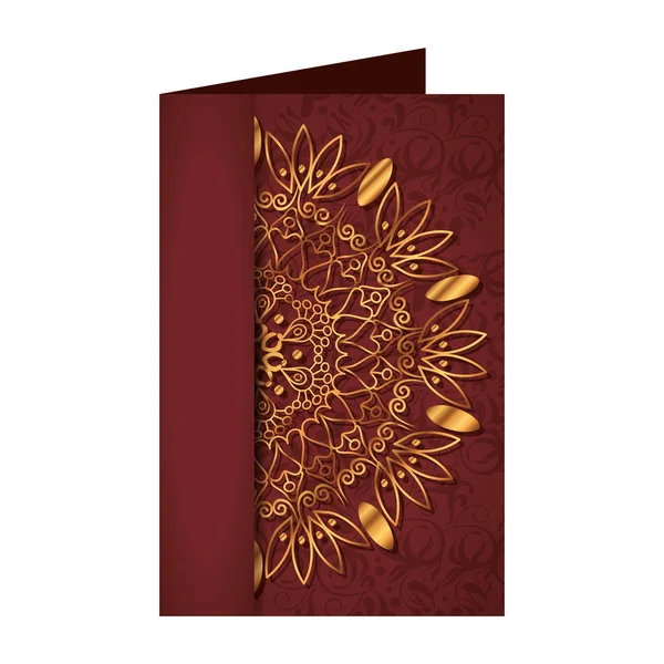 Cartolina con mandala dorato stile vittoriano — Vettoriale Stock