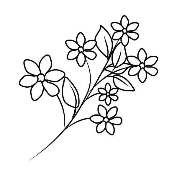 Bellissimi fiori icona decorativa — Vettoriale Stock