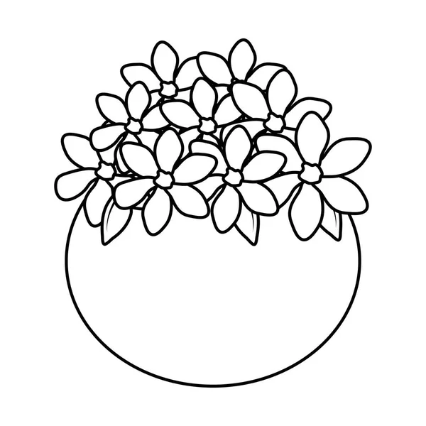 Decoración floral en maceta de cerámica — Vector de stock