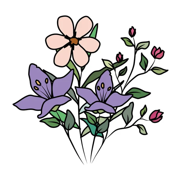 Belas flores ícone decorativo — Vetor de Stock