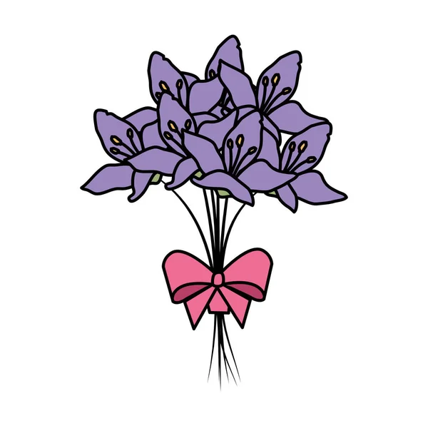 Букет красивых цветов с бабочкой — стоковый вектор