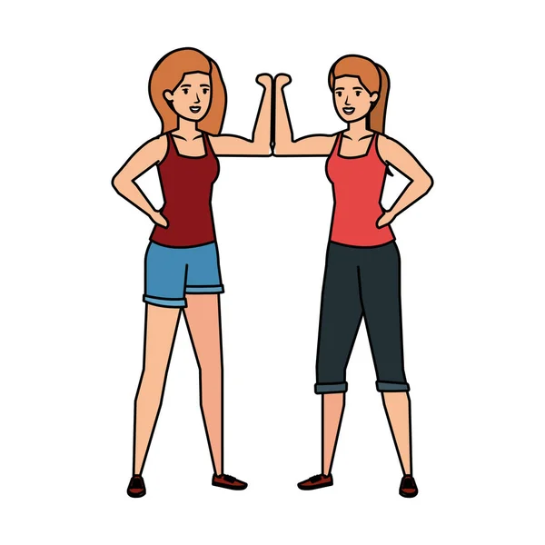 Forte donna coppia braccio segnale — Vettoriale Stock