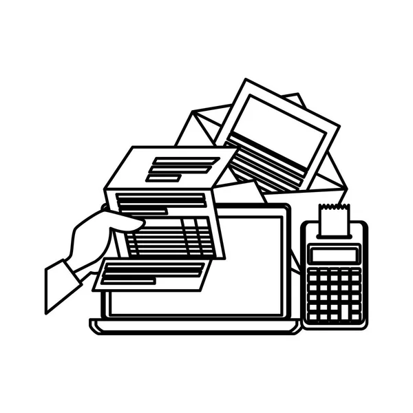 Laptop mit Benutzer und Steuern — Stockvektor