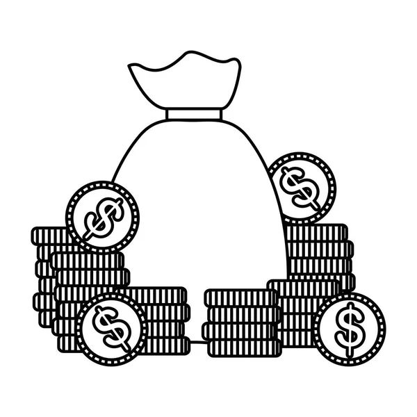 Sac avec des pièces dollars — Image vectorielle