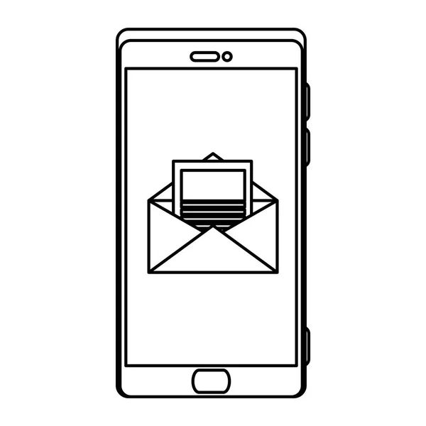 Smartphone με φάκελο ηλεκτρονικού ταχυδρομείου — Διανυσματικό Αρχείο