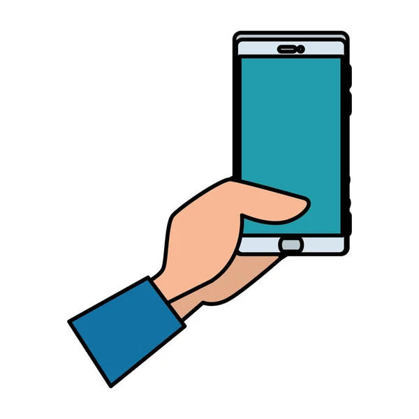 Mano usando el dispositivo smartphone — Vector de stock