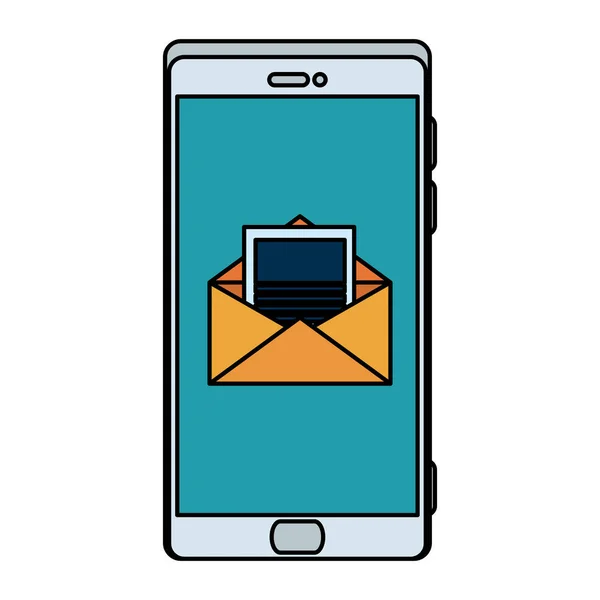 Smartphone con busta e-mail — Vettoriale Stock