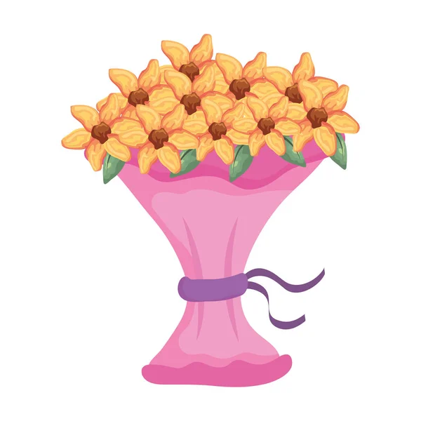 Icono hermoso ramo de flores — Vector de stock