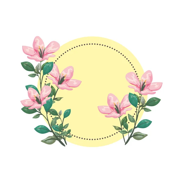 Круглая рамка с красивыми цветами — стоковый вектор
