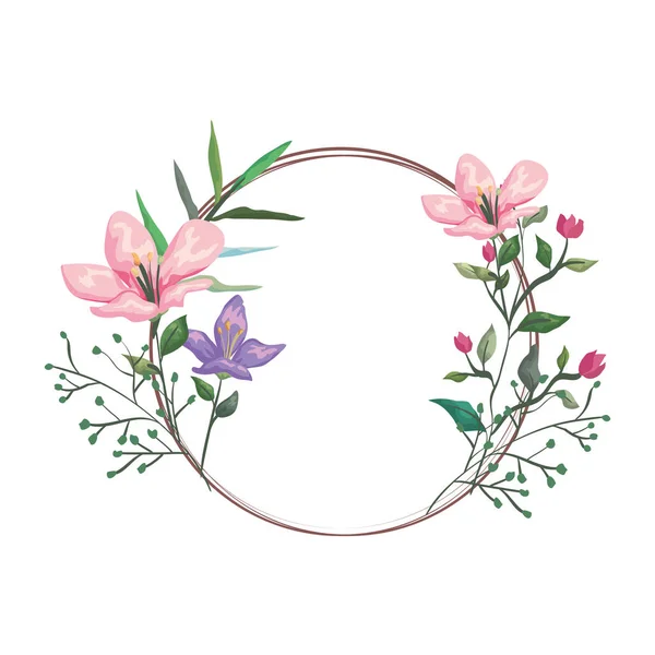 Armação circular com belas flores —  Vetores de Stock