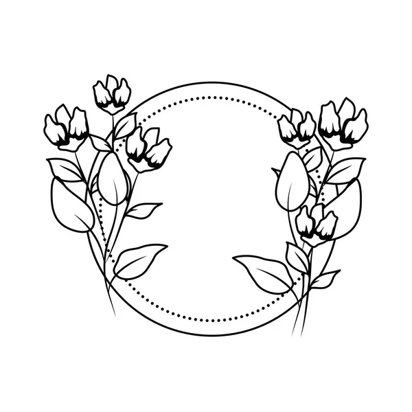 Marco circular con hermosas flores — Archivo Imágenes Vectoriales