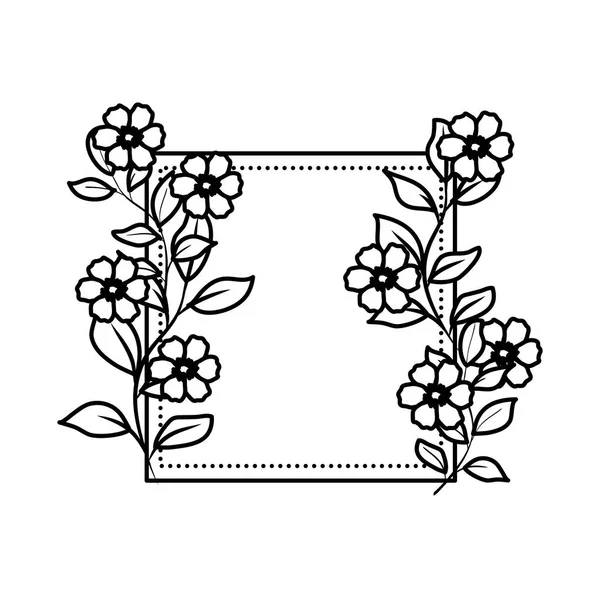 Квадратная рамка с красивыми цветами — стоковый вектор