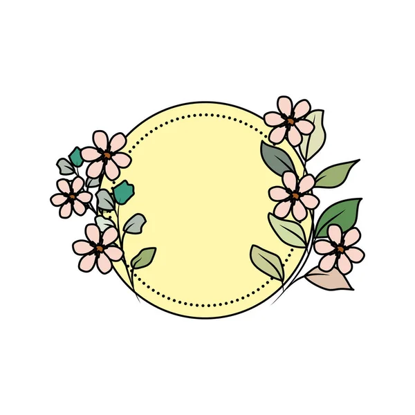 Marco circular con hermosas flores — Archivo Imágenes Vectoriales