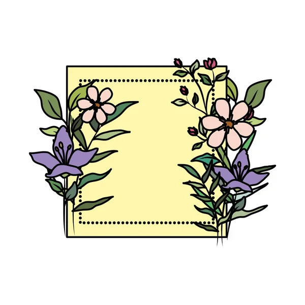 方形框架与美丽的花朵 — 图库矢量图片