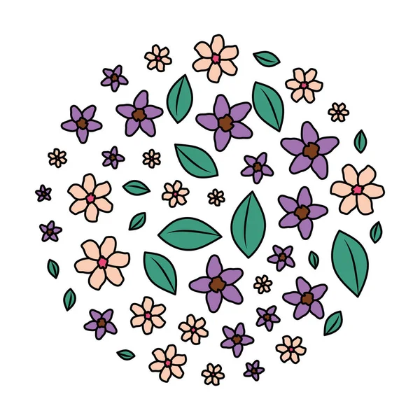 Beautiful flowers circular pattern — Stock Vector