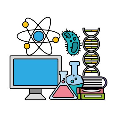 bilgisayar şişeler molekül kitapları