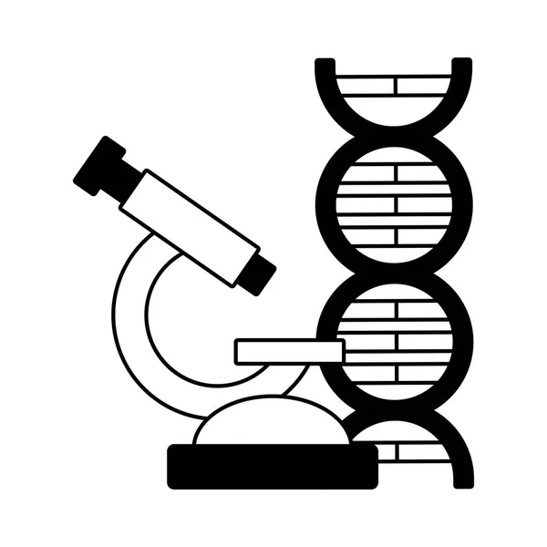 Mikroszkóp DNS laboratóriumi tudomány — Stock Vector