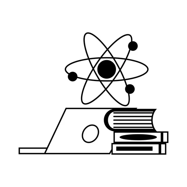 Laptop książek cząsteczka nauki — Wektor stockowy
