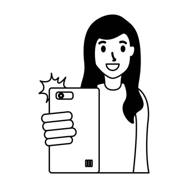 Kadın selfie çekiyor.