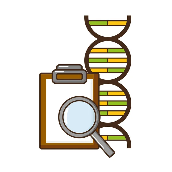 Lente di ingrandimento molecolare laboratorio scienza — Vettoriale Stock