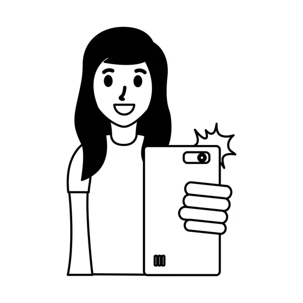 Mulher a tomar selfie — Vetor de Stock