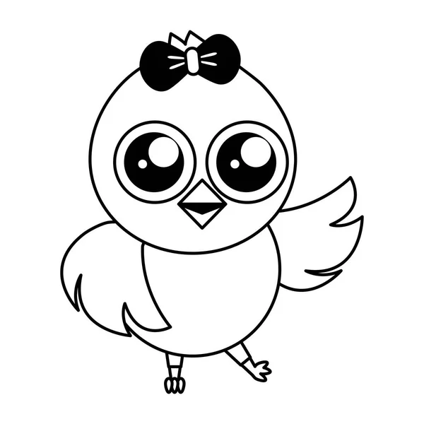可爱的小鸡女性卡通 — 图库矢量图片