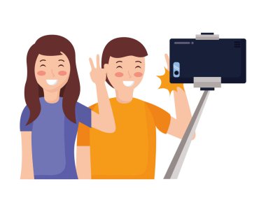 İnsanlar alarak selfie