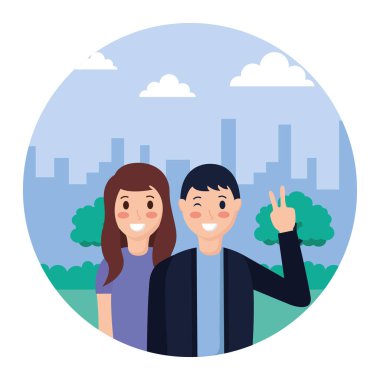 Parkta poz veren çift