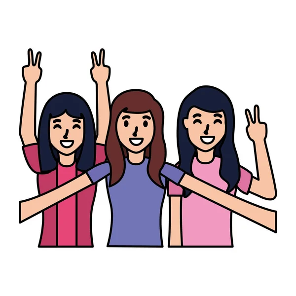 3 人の女性の肖像画のポーズ — ストックベクタ