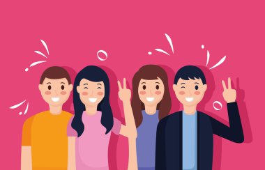 İnsanlar alarak selfie