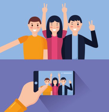 İnsanlar alarak selfie