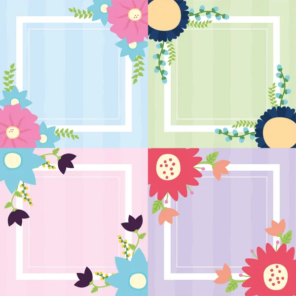 Set banner flowers frame — Stock Vector