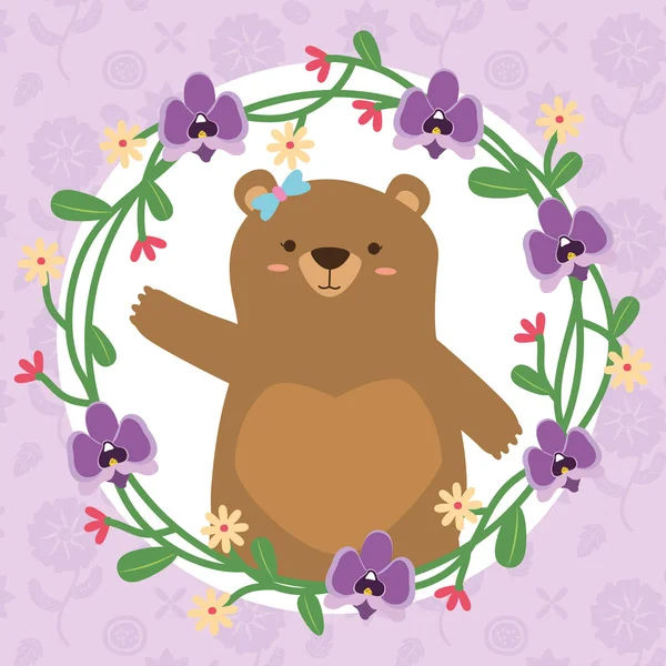 Cute bear wreath — Stock Vector