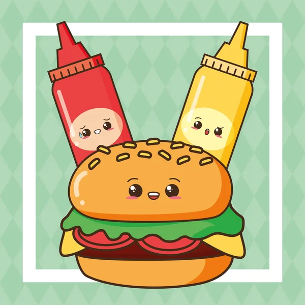 Kawaii-Fastfood — Stockvektor