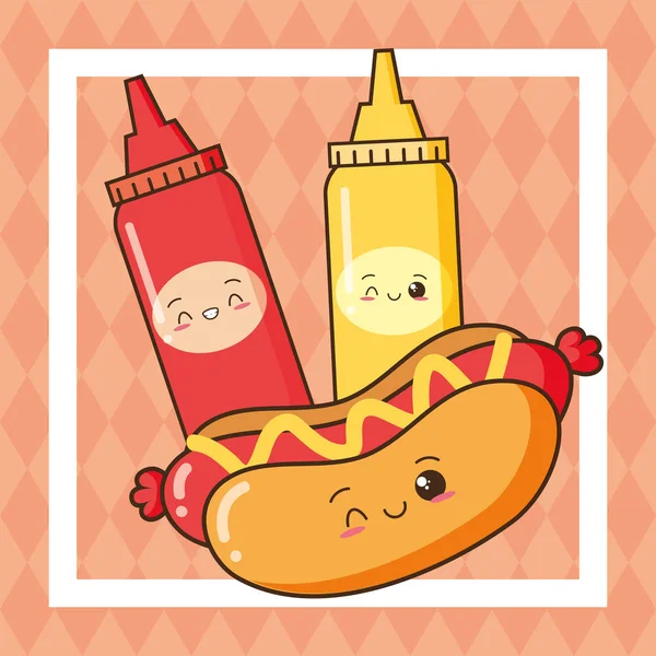 Kawaii comida rápida — Archivo Imágenes Vectoriales