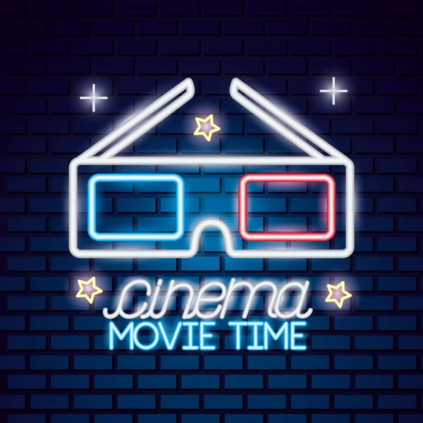 Movie time neon — Stock Vector