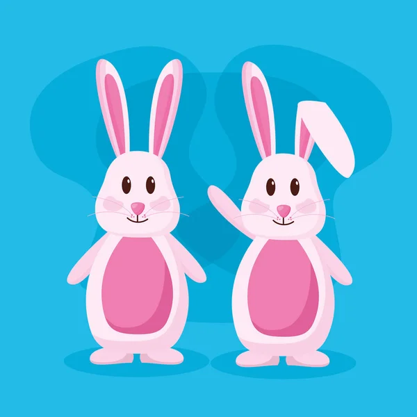 Cute rabbits couple — Stock Vector