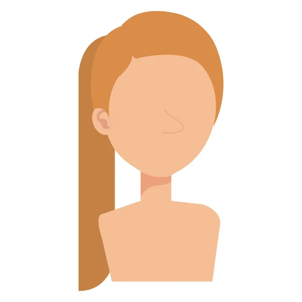 Hermosa y joven mujer sin camisa carácter — Vector de stock