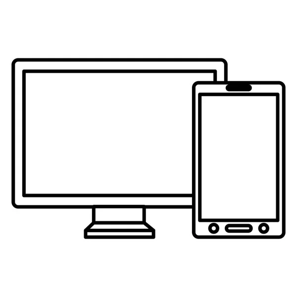 Dispositivi per monitor e smartphone — Vettoriale Stock