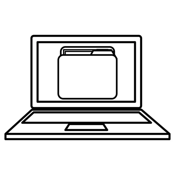 Computer portatile con cartella — Vettoriale Stock