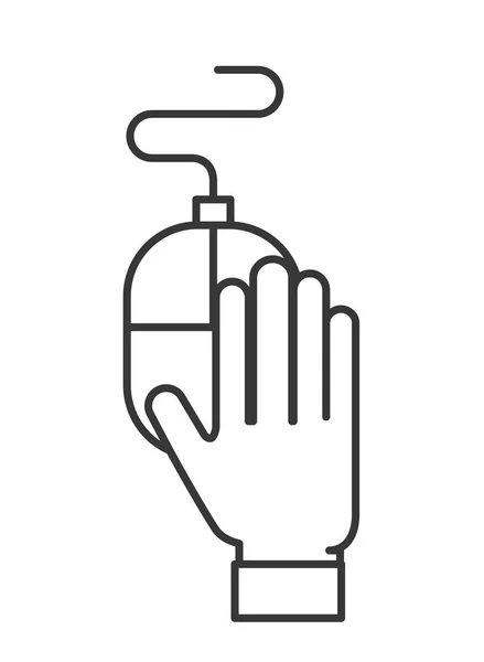 Mão segurando equipamento dispositivo mouse — Vetor de Stock