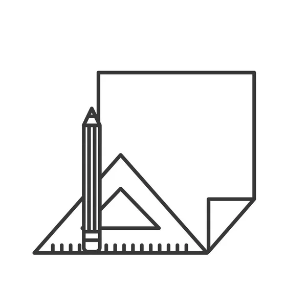 Papier lege driehoek liniaal en potlood leveringen — Stockvector
