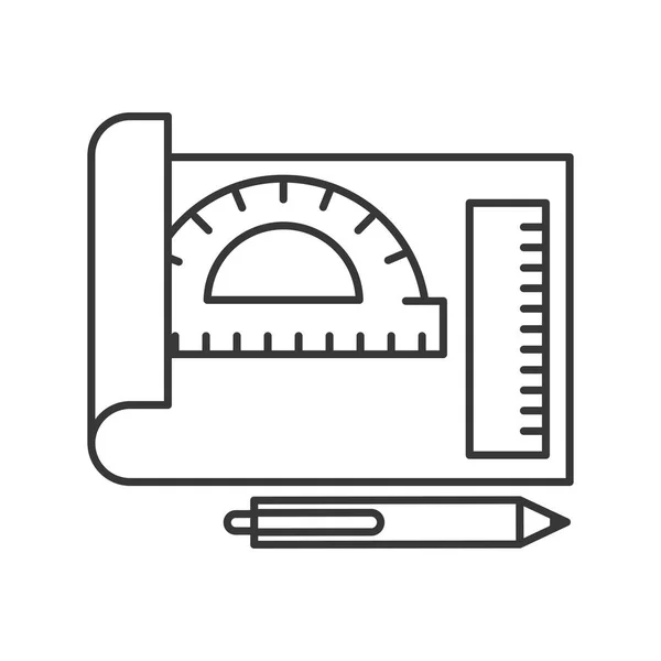 Grafický design list úhloměr pravítko a pero — Stockový vektor