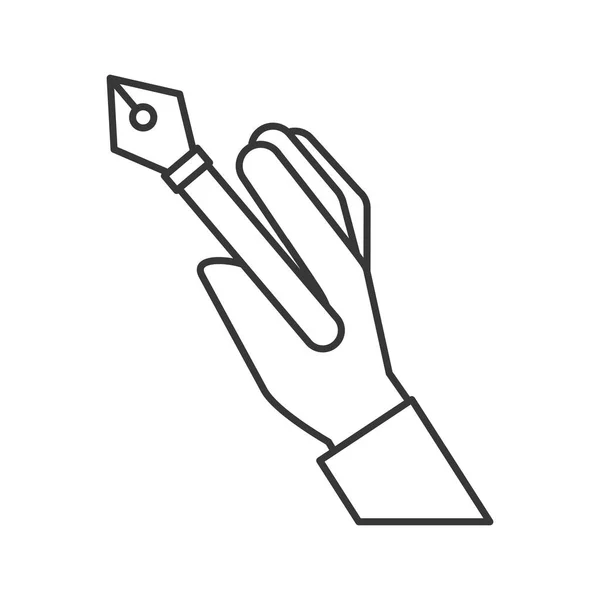 Handen håller reservoarpenna leverans design — Stock vektor