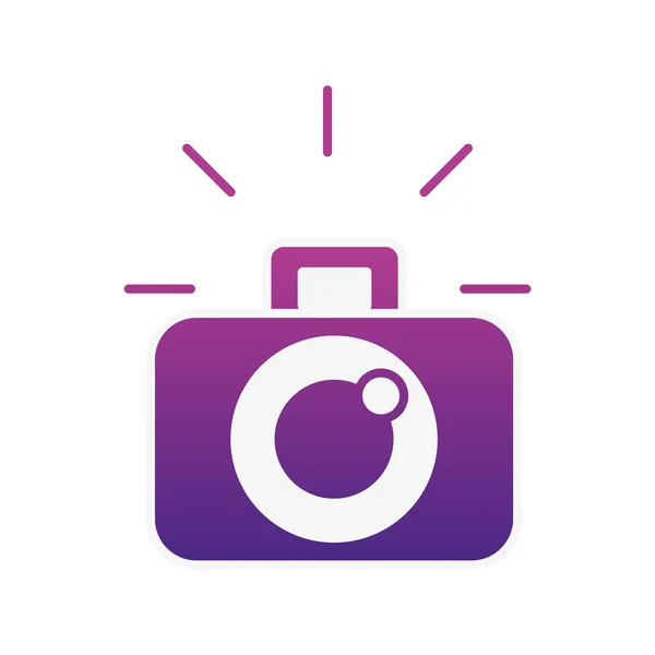 Cámara fotográfica dispositivo lente flash gráfico — Vector de stock