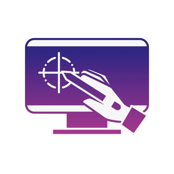 Hand holding digital pen computer graphic design — Stock Vector